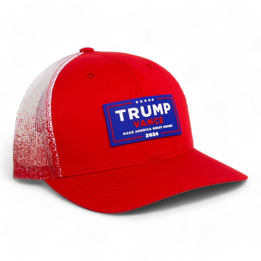 Trump Vance 2024 MAGA 3D Snapback Trucker Hat- Red Fade