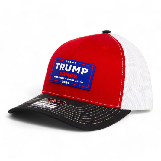 Trump Vance 2024 MAGA 3D Snapback Trucker Hat- Red/ White/ Black