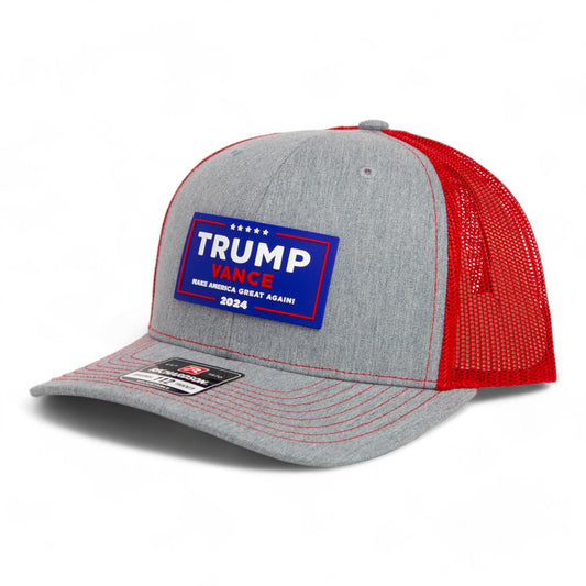 Trump Vance 2024 MAGA 3D Snapback Trucker Hat- Heather Grey/ Red