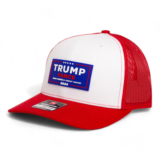 Trump Vance 2024 MAGA 3D Snapback Trucker Hat- White/ Red