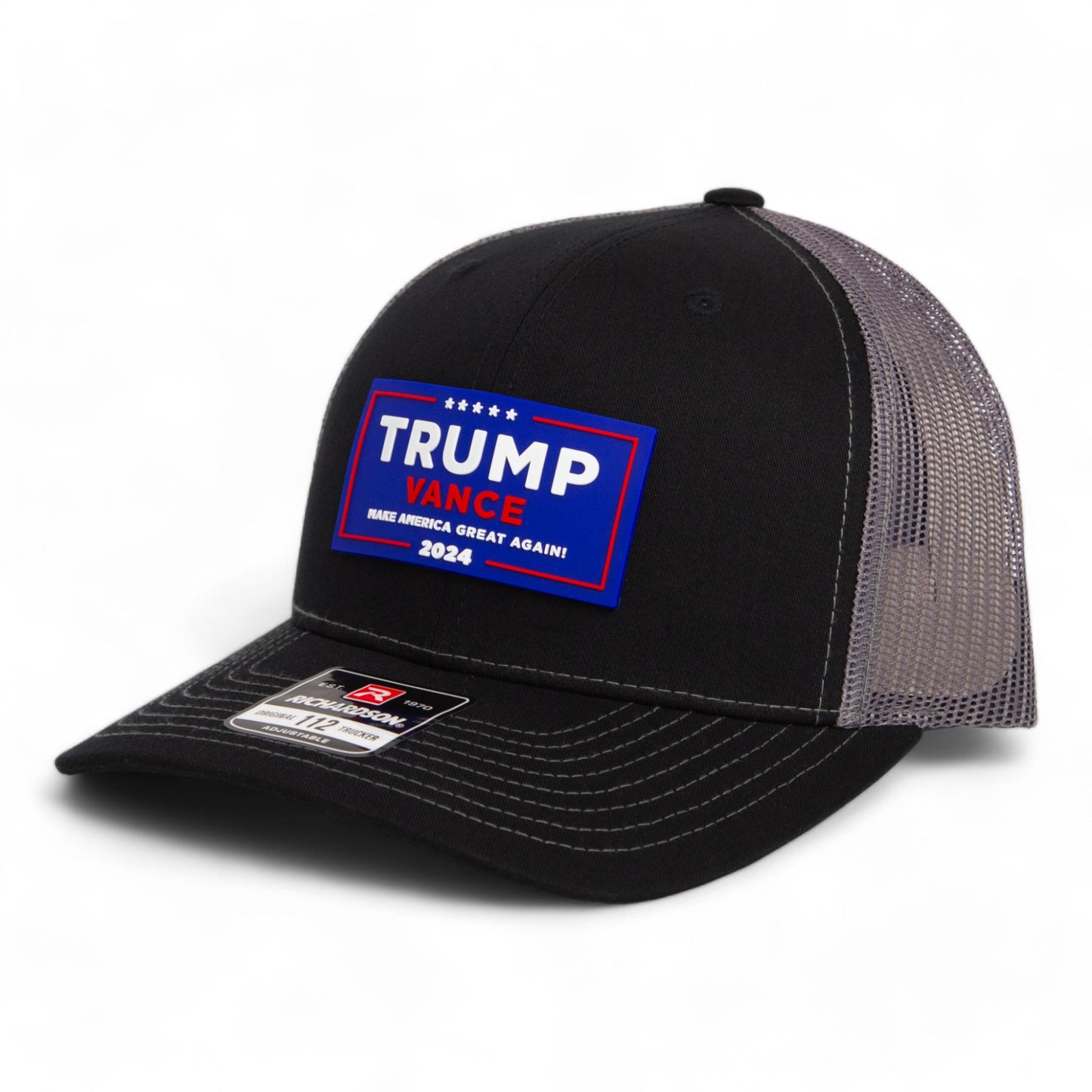 Trump Vance 2024 MAGA 3D Snapback Trucker Hat- Black/ Charcoal