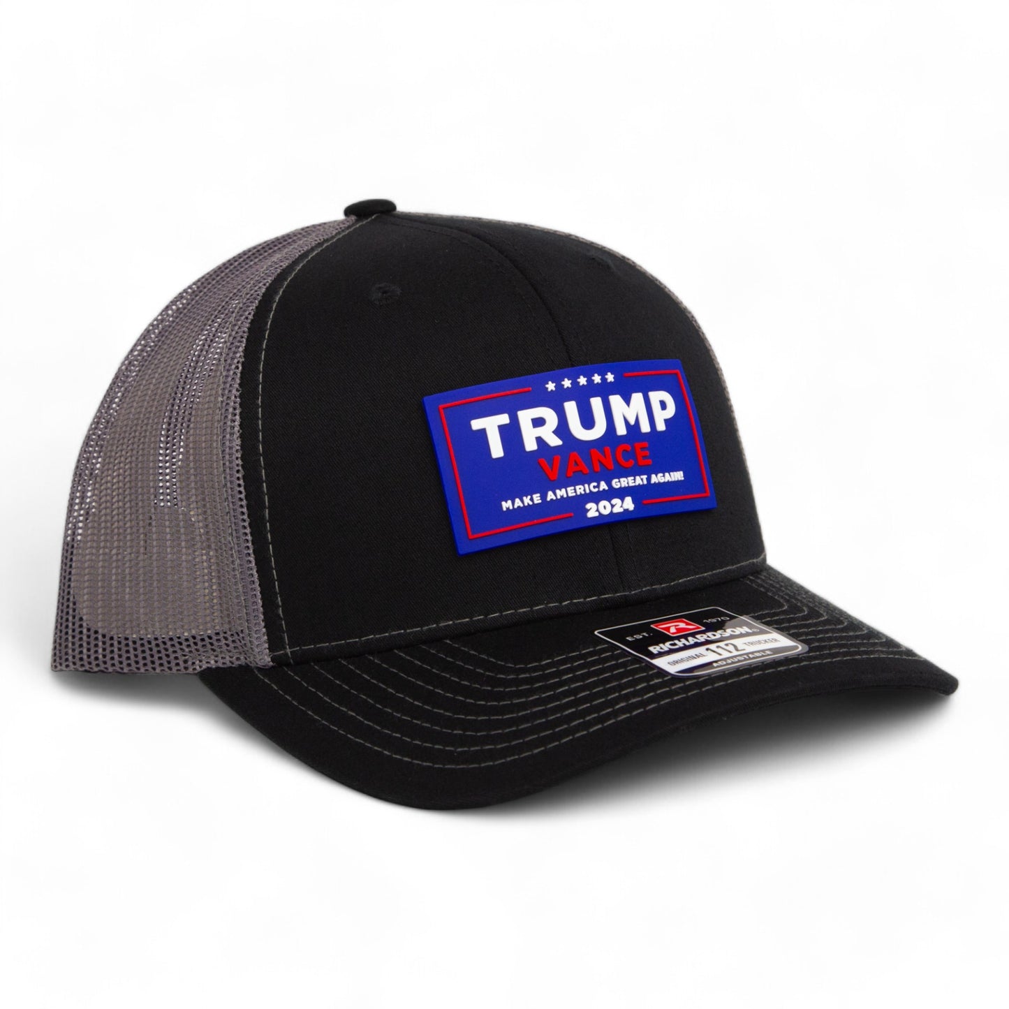 Trump Vance 2024 MAGA 3D Snapback Trucker Hat- Black/ Charcoal