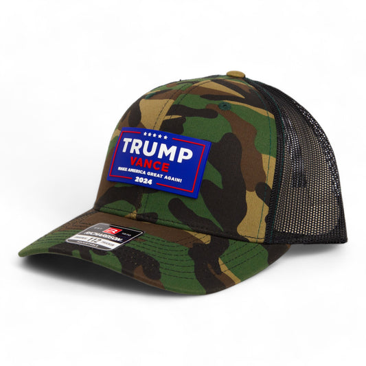 Trump Vance 2024 MAGA 3D Snapback Trucker Hat- Army Camo/ Black