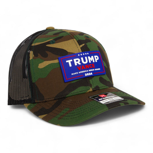 Trump Vance 2024 MAGA 3D Snapback Trucker Hat- Army Camo/ Black