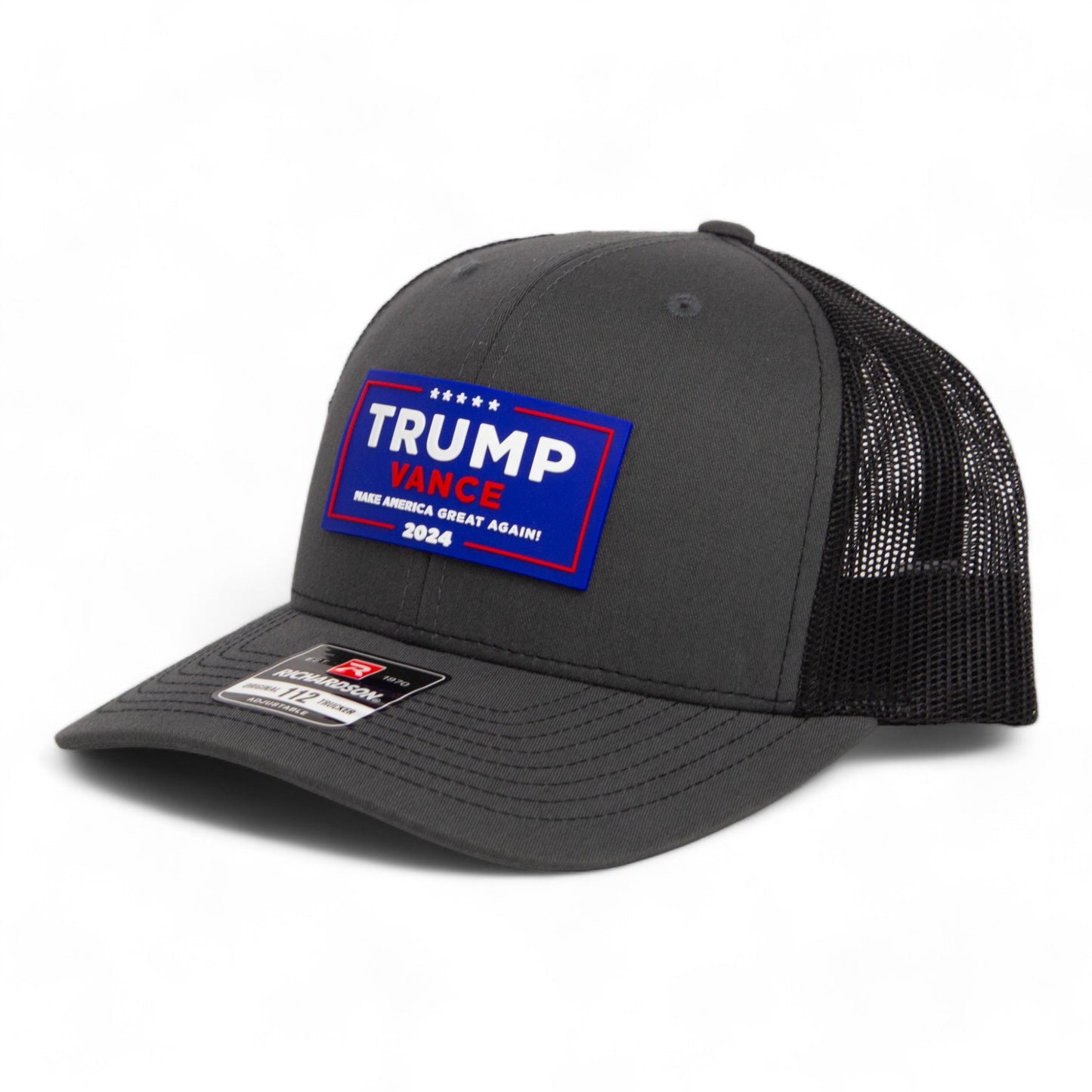 Trump Vance 2024 MAGA 3D Snapback Trucker Hat- Charcoal/ Black