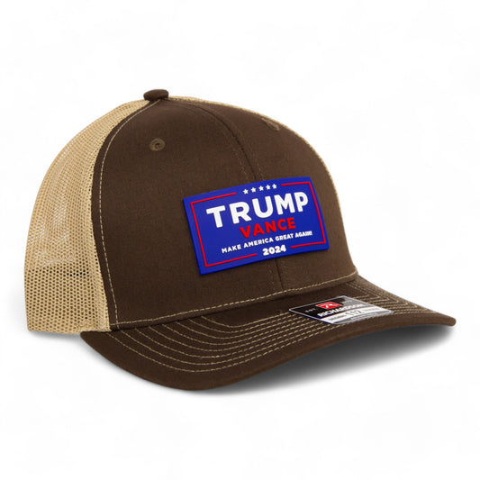 Trump Vance 2024 MAGA 3D Snapback Trucker Hat- Brown/ Tan