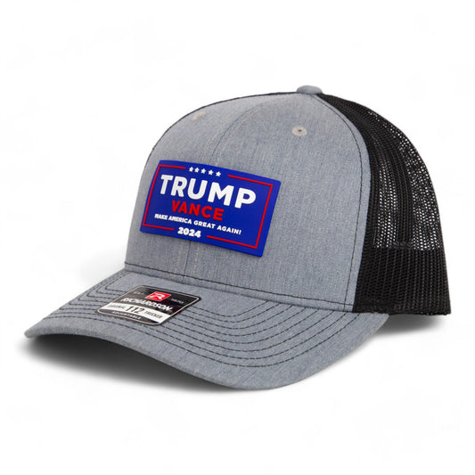 Trump Vance 2024 MAGA 3D Snapback Trucker Hat- Heather Grey/ Black