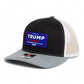 Trump Vance 2024 MAGA 3D Snapback Trucker Hat- Black/ White/ Heather Grey