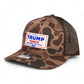 Trump Vance 2024 MAGA White Logo 3D Snapback Trucker Hat- Bark Duck Camo/ Brown