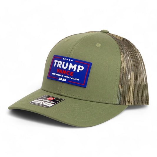 Trump Vance 2024 MAGA 3D Snapback Trucker Hat- Loden/ Green Camo