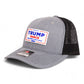 Trump Vance 2024 MAGA White Logo 3D Snapback Trucker Hat- Heather Grey/ Black