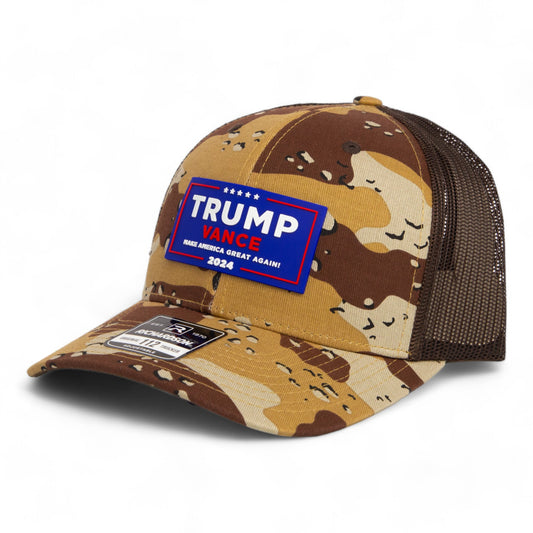 Trump Vance 2024 MAGA 3D Snapback Trucker Hat- Desert Camo/ Brown