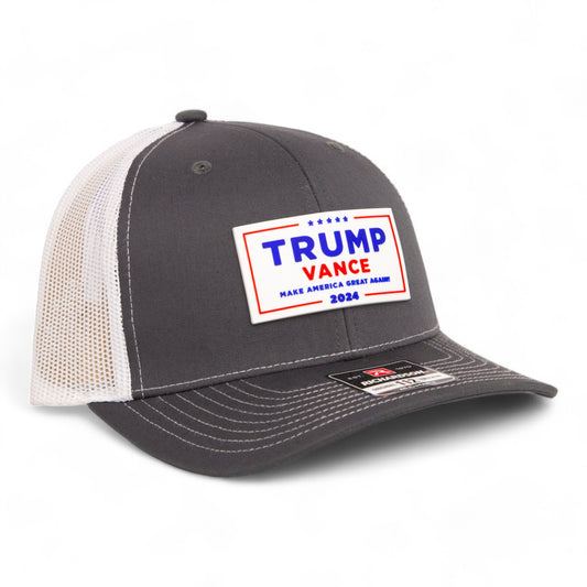 Trump Vance 2024 MAGA White Logo 3D Snapback Trucker Hat- Charcoal/ White