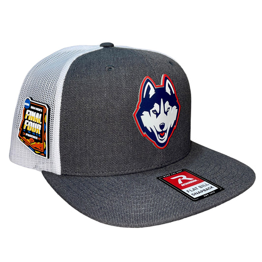 UConn Huskies 2024 Final Four 3D Wool Blend Flat Bill Hat- Heather Charcoal/ White