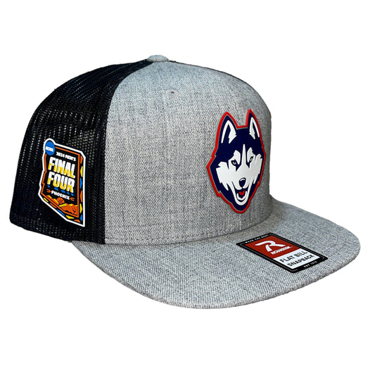 UConn Huskies 2024 Final Four 3D Wool Blend Flat Bill Hat- Heather Grey/ Black