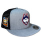 UConn Huskies 2024 Final Four 3D YP Snapback Flat Bill Trucker Hat- Heather Grey/ Black