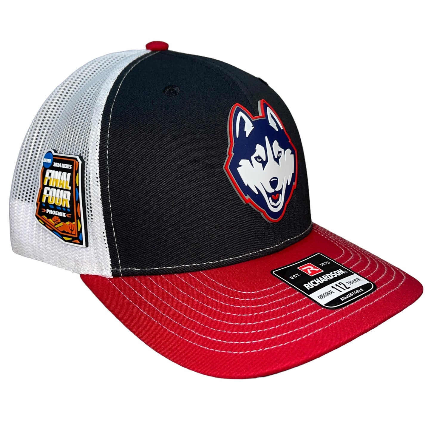 UConn Huskies 2024 Final Four 3D Snapback Trucker Hat- Black/ White/ Red