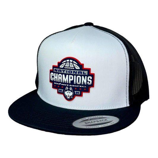 UConn Huskies 2024 NCAA Men's Basketball National Champions 3D YP Snapback Flat Bill Hat- White/ Black