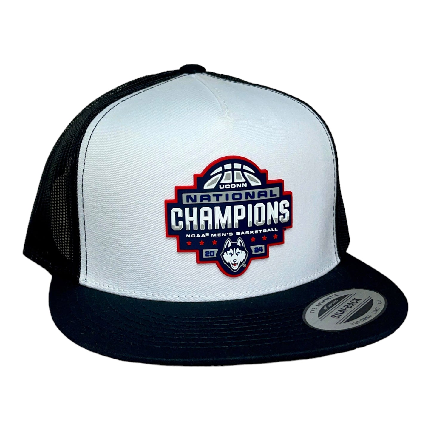 UConn Huskies 2024 NCAA Men's Basketball National Champions 3D YP Snapback Flat Bill Hat- White/ Black