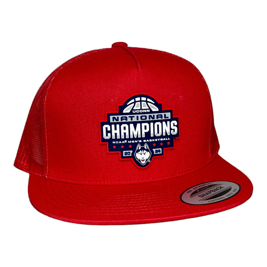 UConn Huskies 2024 NCAA Men's Basketball National Champions 3D YP Snapback Flat Bill Hat- Red