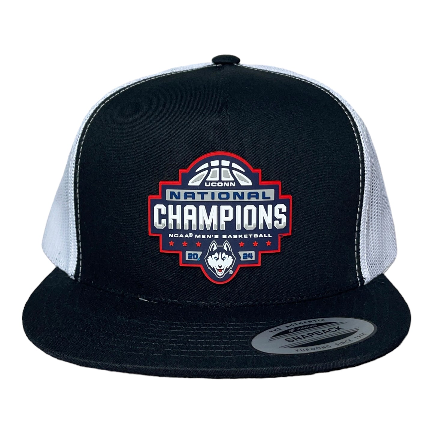 UConn Huskies 2024 NCAA Men's Basketball National Champions 3D YP Snapback Flat Bill Hat- Black/ White