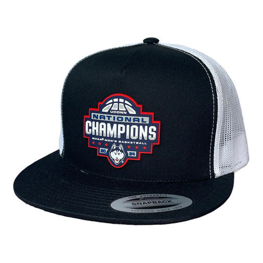 UConn Huskies 2024 NCAA Men's Basketball National Champions 3D YP Snapback Flat Bill Hat- Black/ White