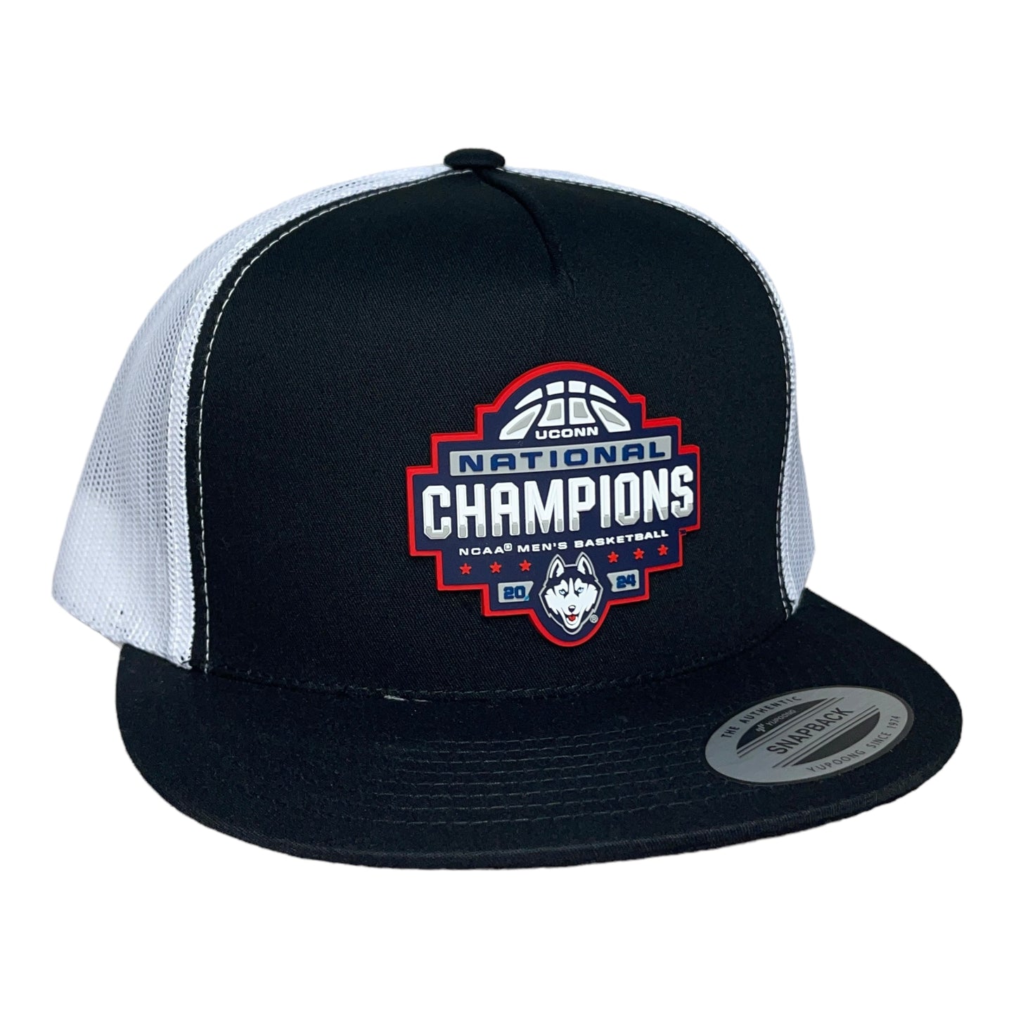 UConn Huskies 2024 NCAA Men's Basketball National Champions 3D YP Snapback Flat Bill Hat- Black/ White