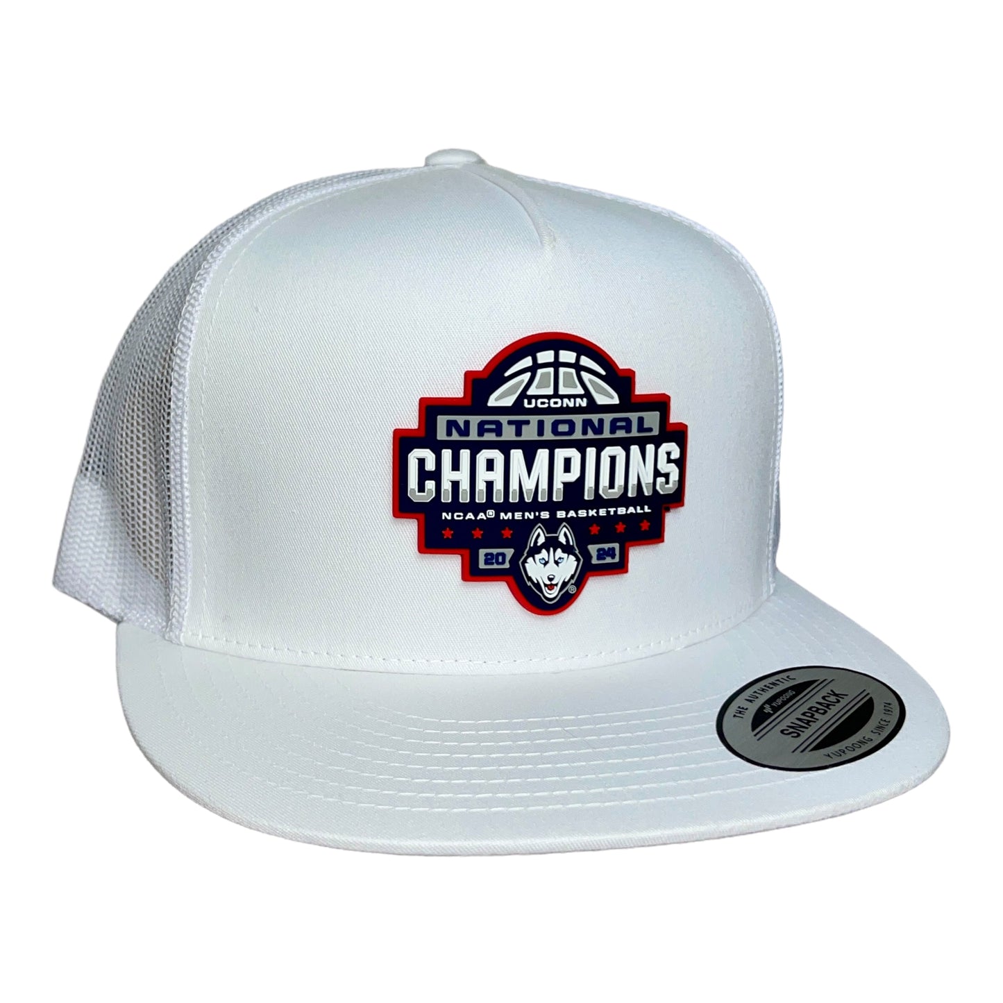 UConn Huskies 2024 NCAA Men's Basketball National Champions 3D YP Snapback Flat Bill Hat- White