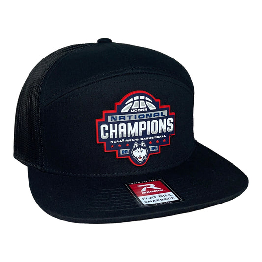 UConn Huskies 2024 NCAA Men's Basketball National Champions Snapback Seven-Panel Flat Bill Trucker Hat- Black