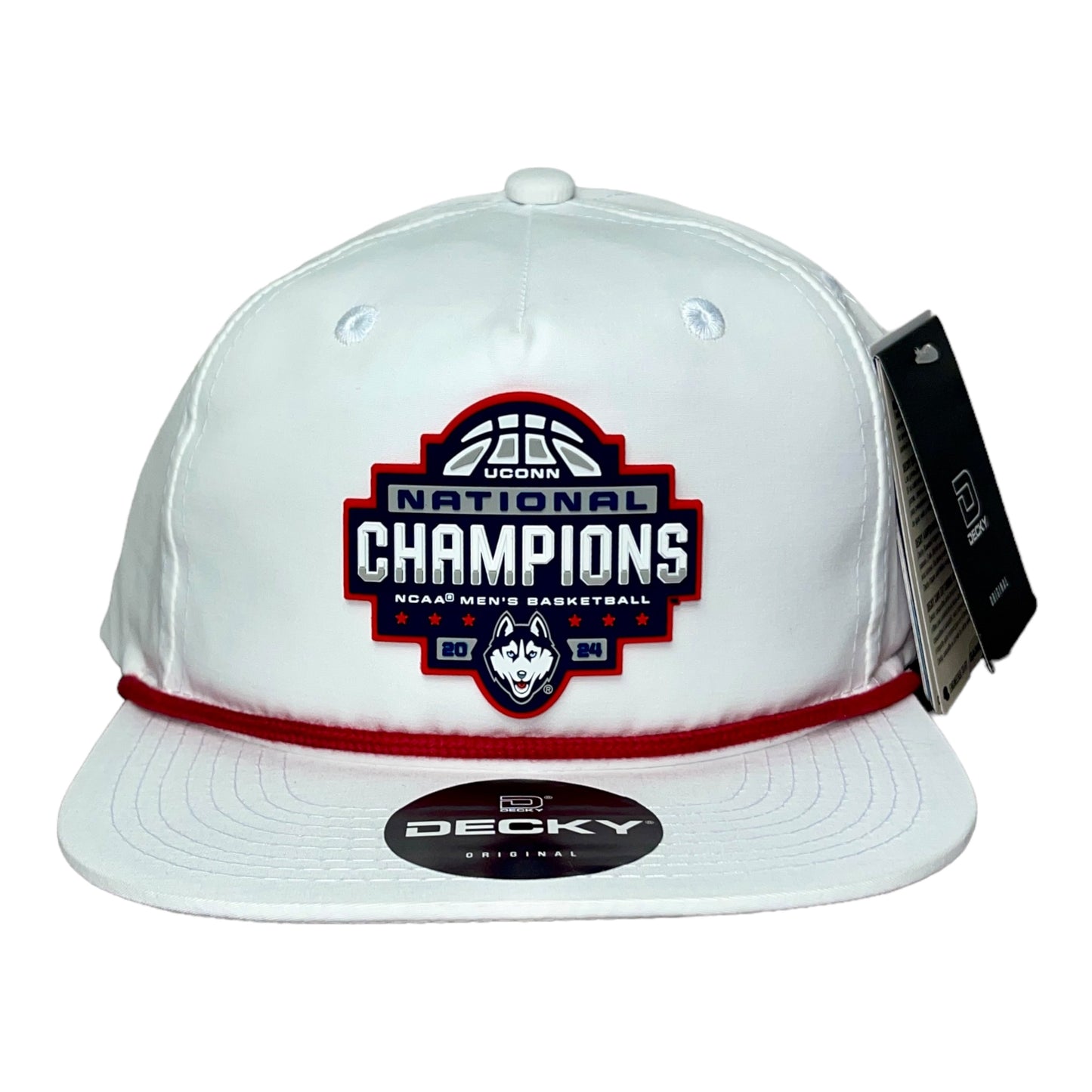 UConn Huskies 2024 NCAA Men's Basketball National Champions 3D Classic Rope Hat- White/ Red