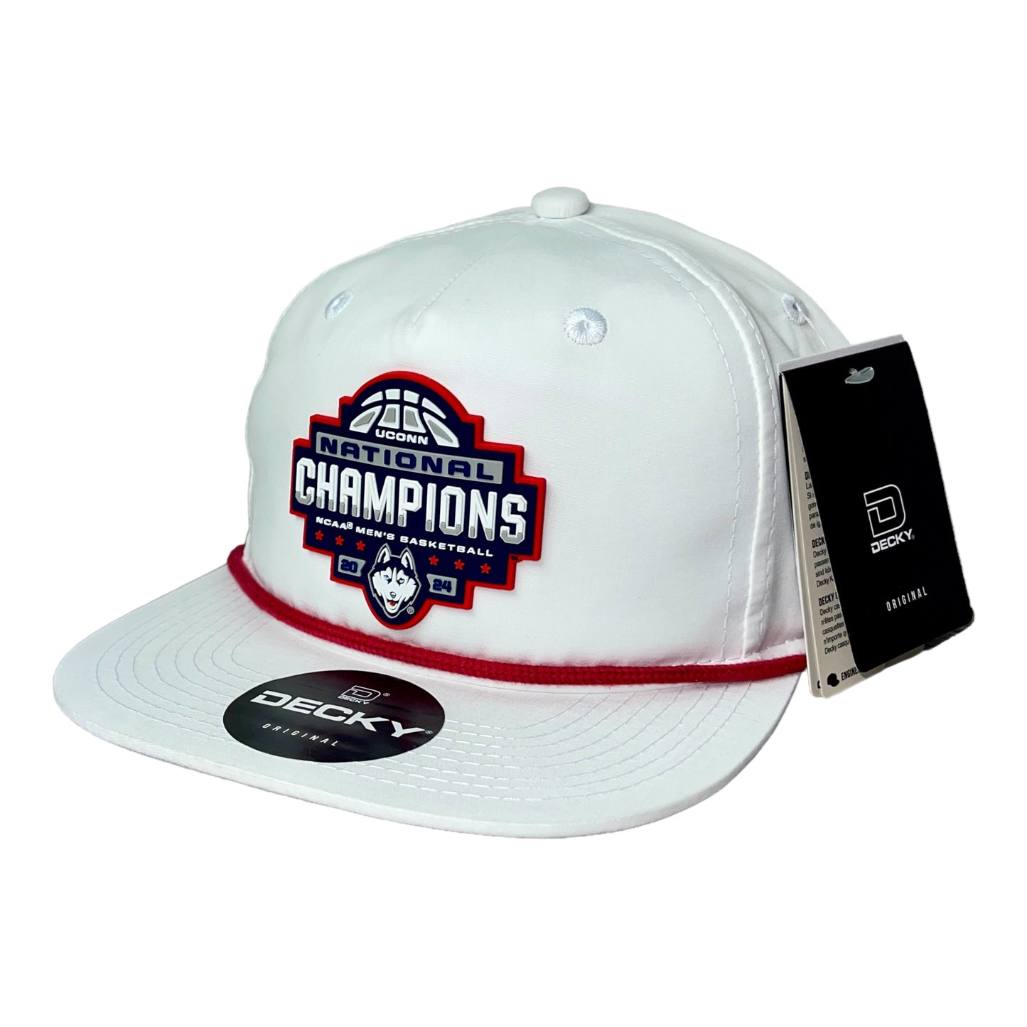 UConn Huskies 2024 NCAA Men's Basketball National Champions 3D Classic Rope Hat- White/ Red