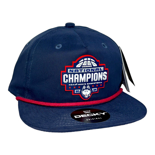 UConn Huskies 2024 NCAA Men's Basketball National Champions 3D Classic Rope Hat- Navy/ Red