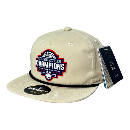 UConn Huskies 2024 NCAA Men's Basketball National Champions 3D Classic Rope Hat- Birch/ Black