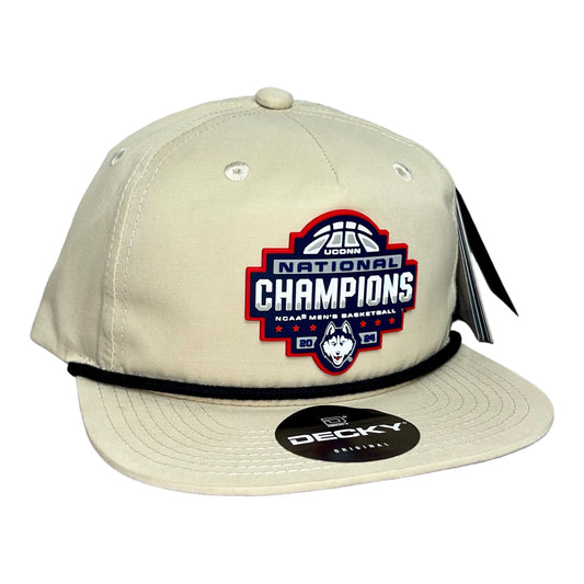 UConn Huskies 2024 NCAA Men's Basketball National Champions 3D Classic Rope Hat- Birch/ Black