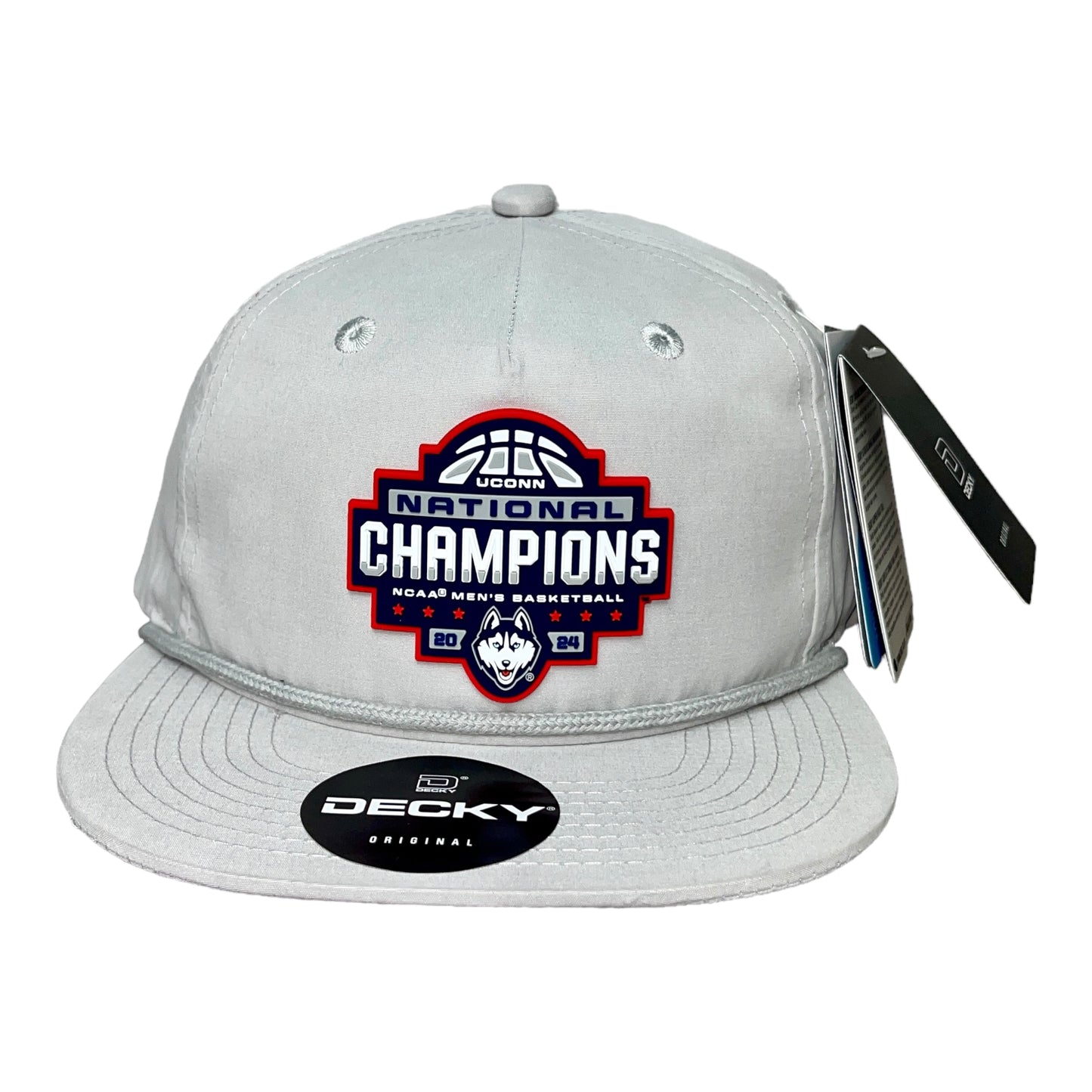 UConn Huskies 2024 NCAA Men's Basketball National Champions 3D Classic Rope Hat- Grey