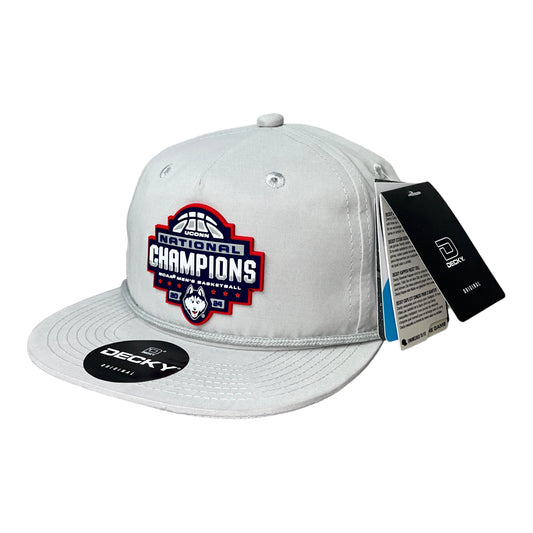 UConn Huskies 2024 NCAA Men's Basketball National Champions 3D Classic Rope Hat- Grey