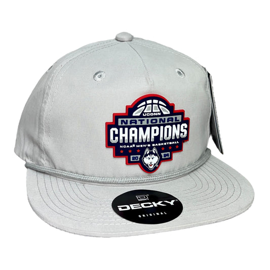 UConn Huskies 2024 NCAA Men's Basketball National Champions 3D Classic Rope Hat- Grey