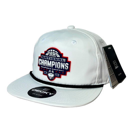 UConn Huskies 2024 NCAA Men's Basketball National Champions 3D Classic Rope Hat- White/ Black