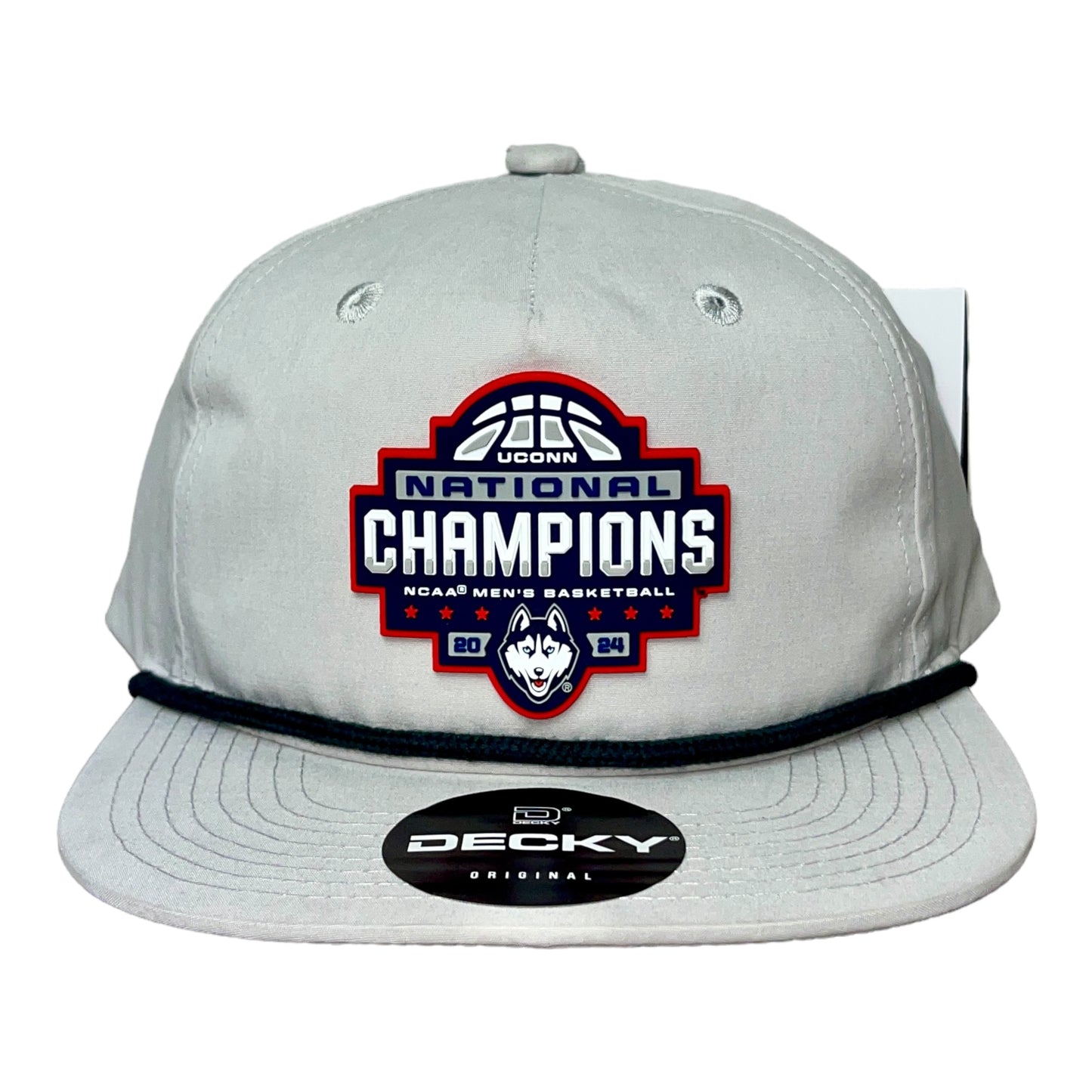 UConn Huskies 2024 NCAA Men's Basketball National Champions 3D Classic Rope Hat- Grey/ Charcoal