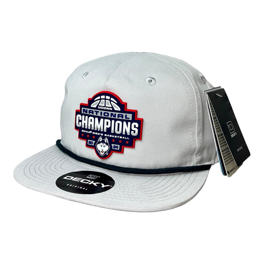 UConn Huskies 2024 NCAA Men's Basketball National Champions 3D Classic Rope Hat- Grey/ Charcoal