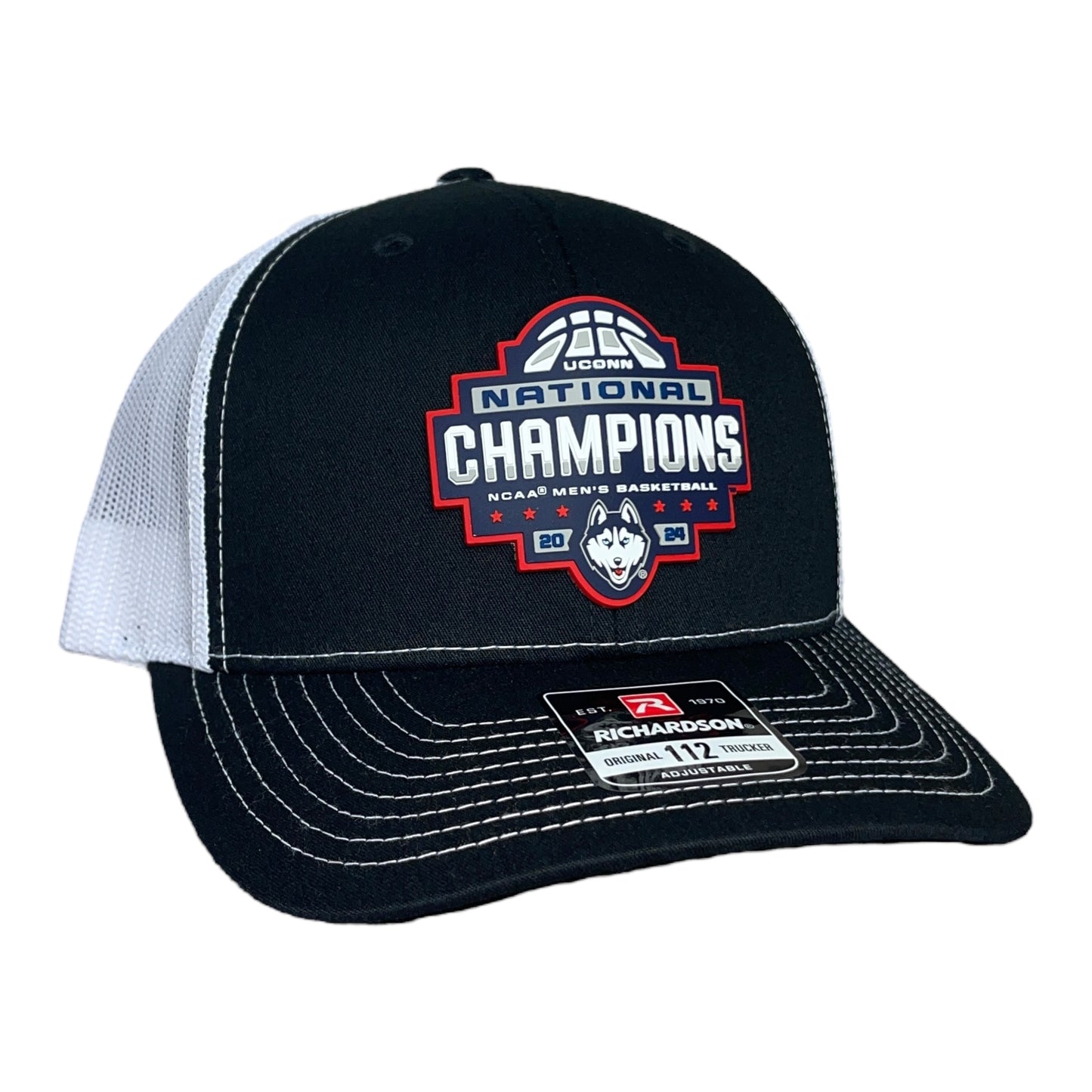 UConn Huskies 2024 NCAA Men's Basketball National Champions Snapback Trucker Hat- Black/ White