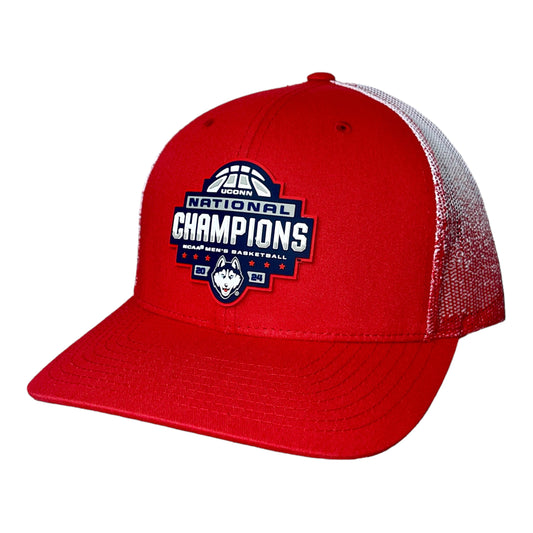 UConn Huskies 2024 NCAA Men's Basketball National Champions Snapback Trucker Hat- Red Fade