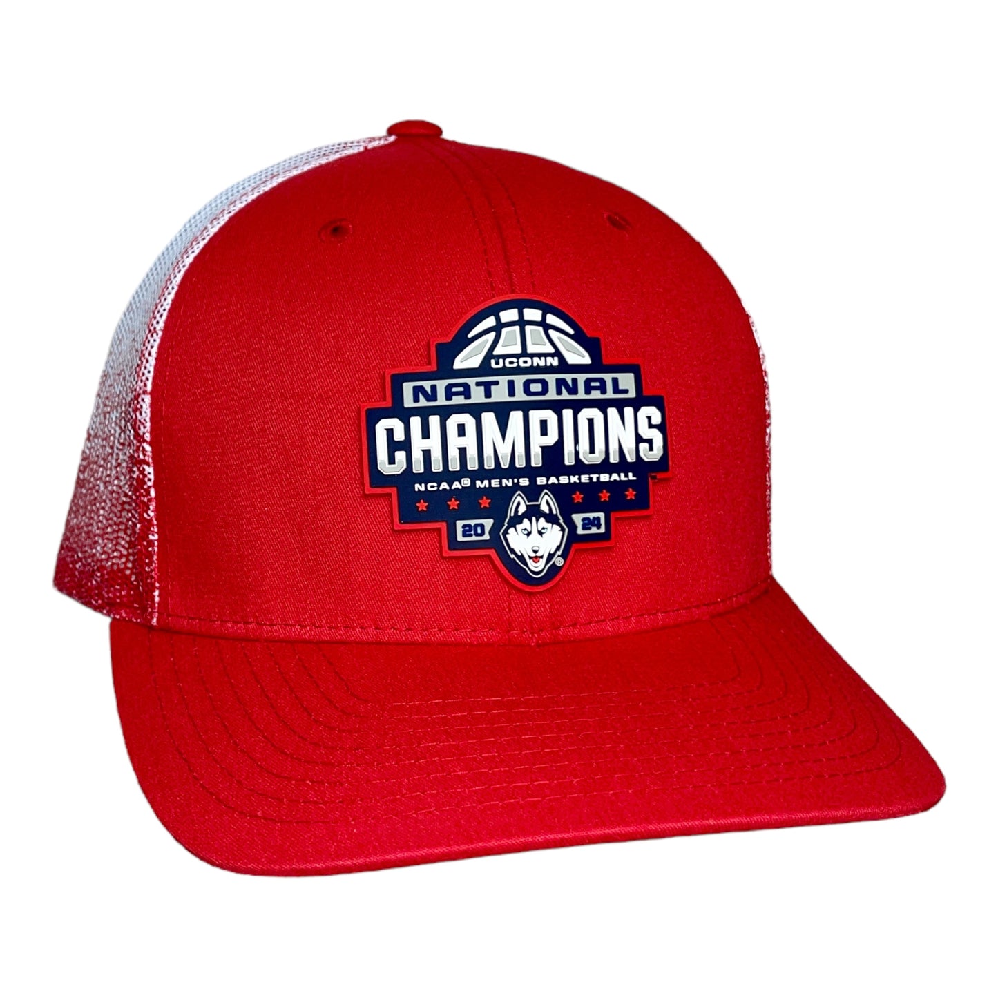 UConn Huskies 2024 NCAA Men's Basketball National Champions Snapback Trucker Hat- Red Fade