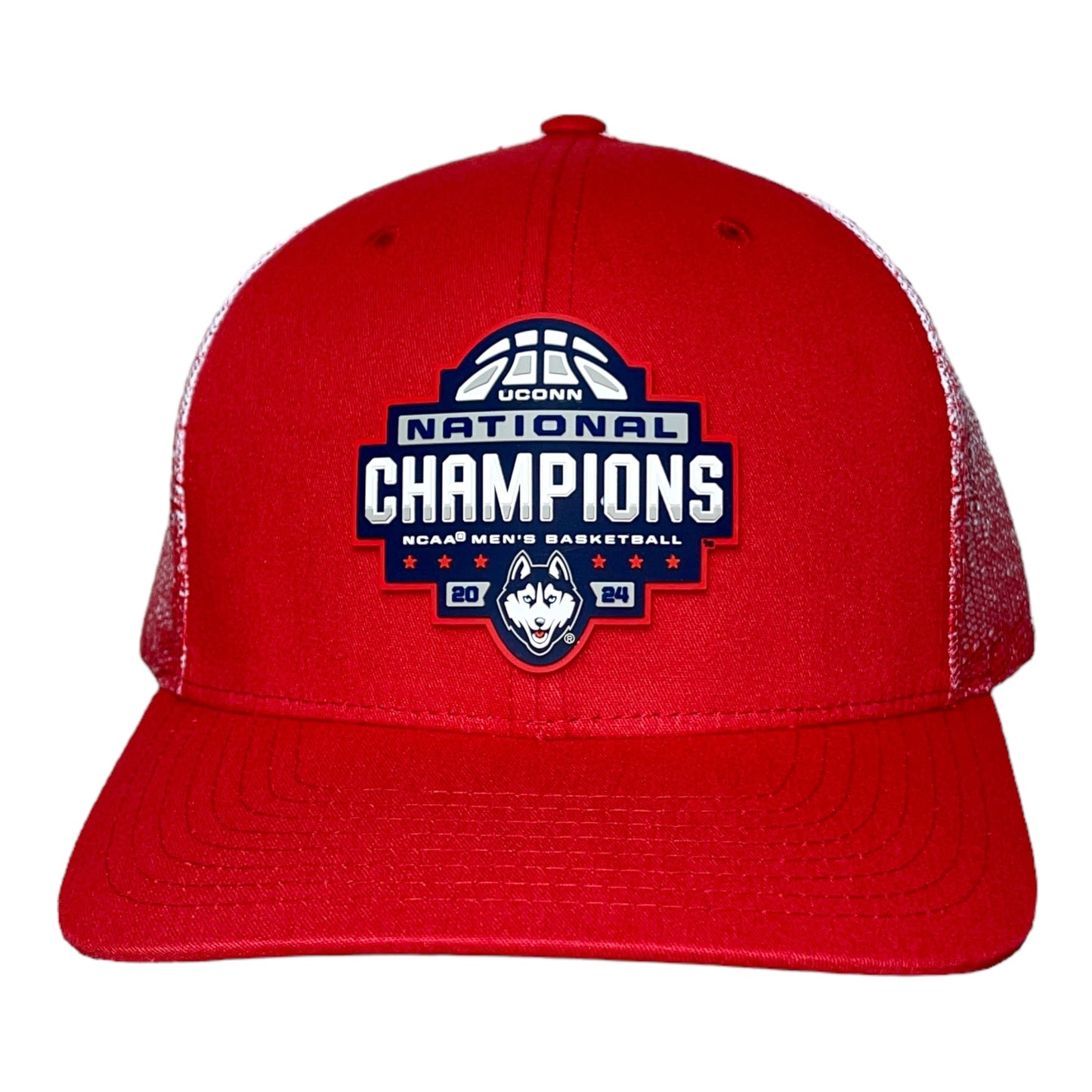 UConn Huskies 2024 NCAA Men's Basketball National Champions Snapback Trucker Hat- Red Fade