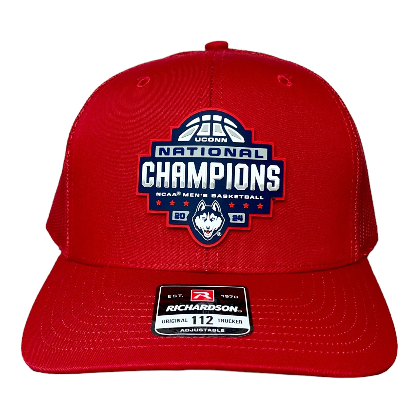 UConn Huskies 2024 NCAA Men's Basketball National Champions Snapback Trucker Hat- Red