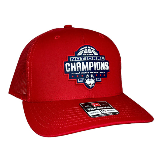 UConn Huskies 2024 NCAA Men's Basketball National Champions Snapback Trucker Hat- Red