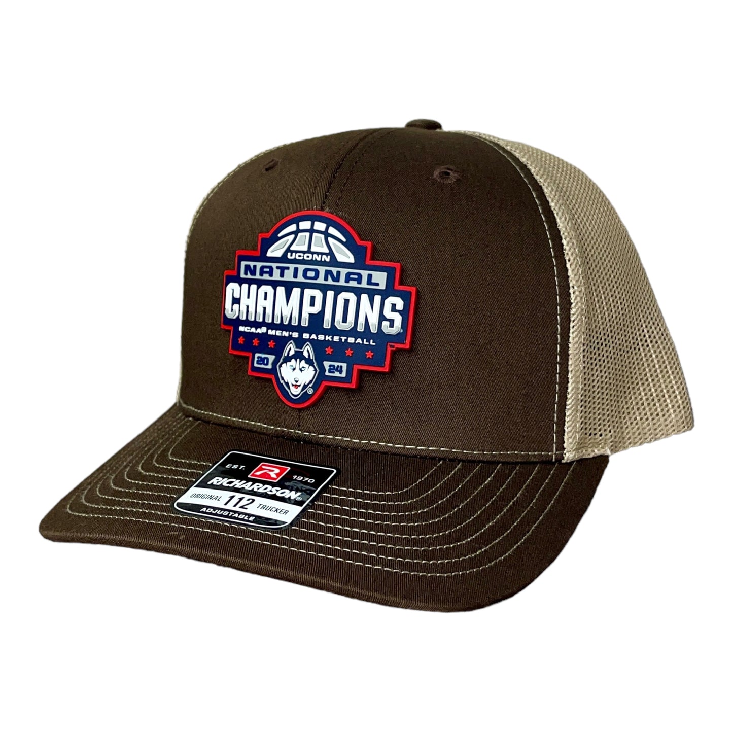 UConn Huskies 2024 NCAA Men's Basketball National Champions Snapback Trucker Hat- Brown/ Tan