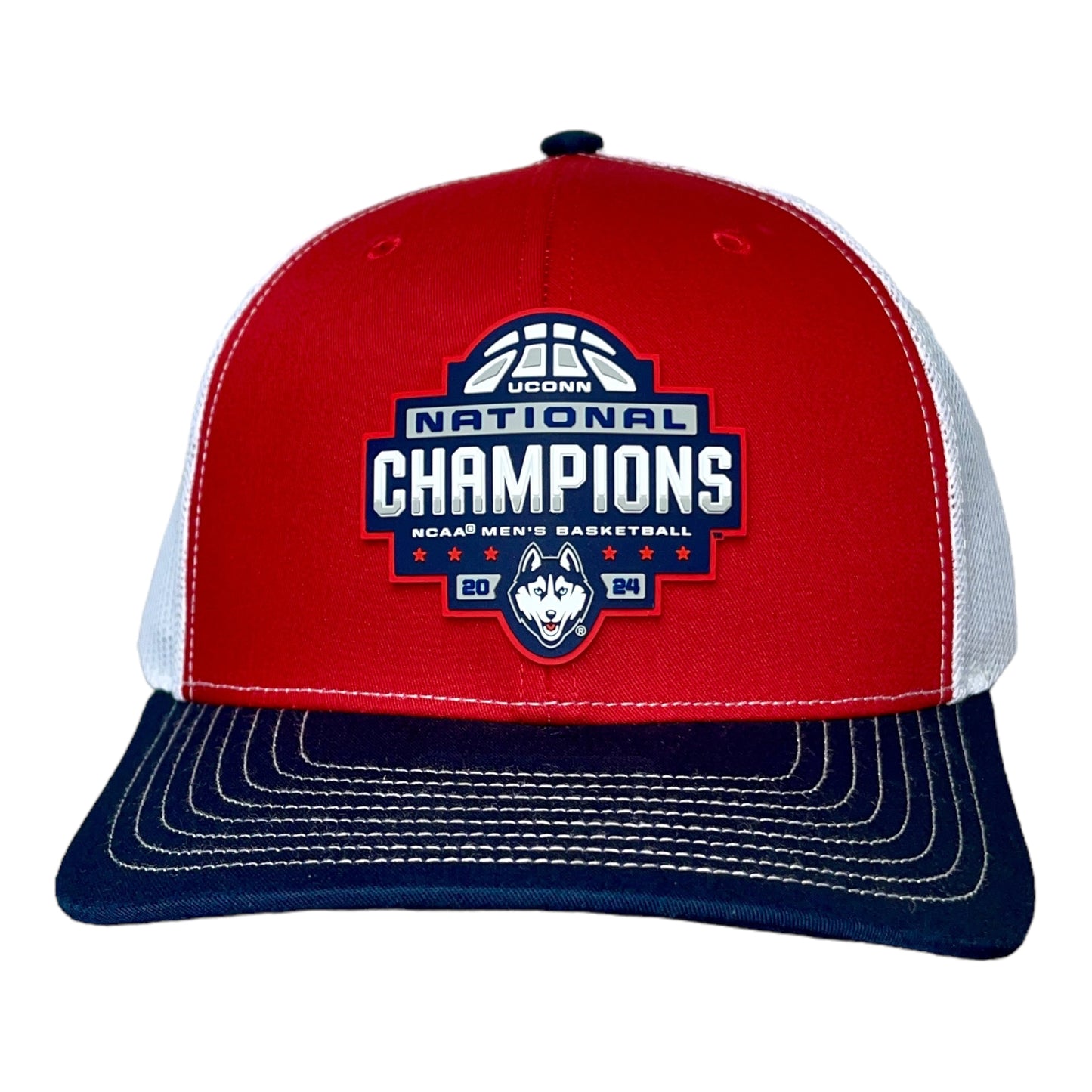 UConn Huskies 2024 NCAA Men's Basketball National Champions Snapback Trucker Hat- Red/ White/ Navy