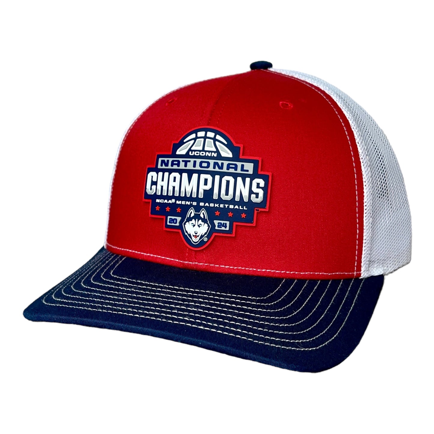 UConn Huskies 2024 NCAA Men's Basketball National Champions Snapback Trucker Hat- Red/ White/ Navy