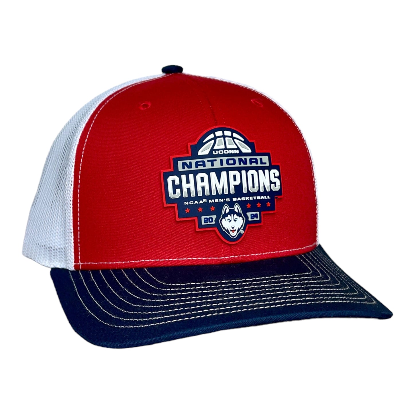 UConn Huskies 2024 NCAA Men's Basketball National Champions Snapback Trucker Hat- Red/ White/ Navy